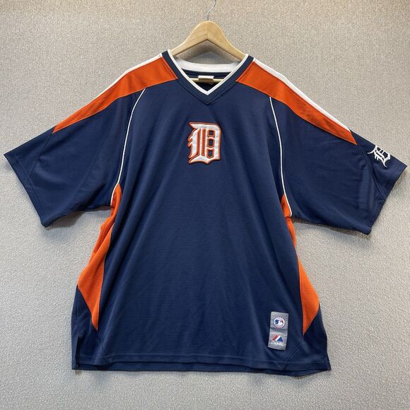 Majestic Detroit Tigers Old English D Stitch Baseball Jersey VTG 90s Men's XL - Picture 1 of 8